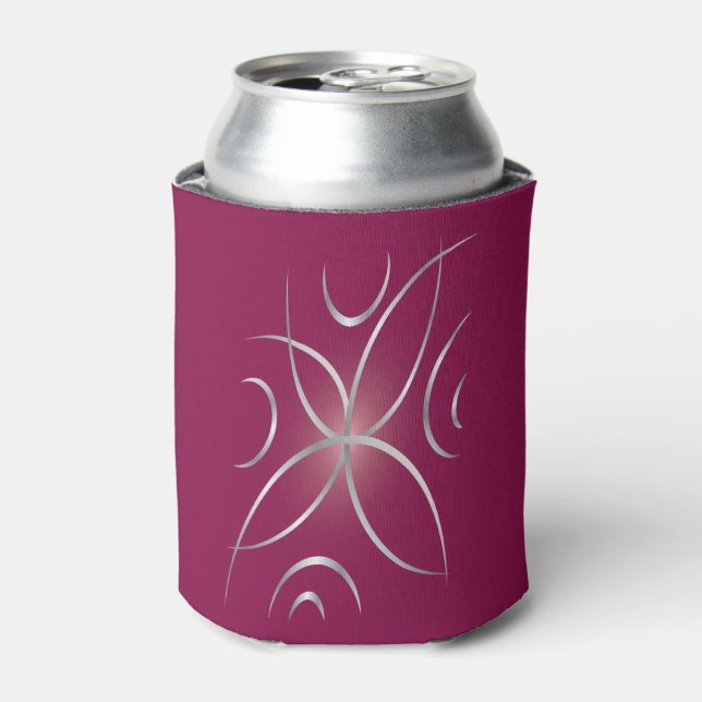 Silber auf Magenta Dosenkühler (Kanne Vorderseite)