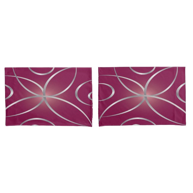 Silber auf Magenta Kissenbezug (Vorderseite-Set)