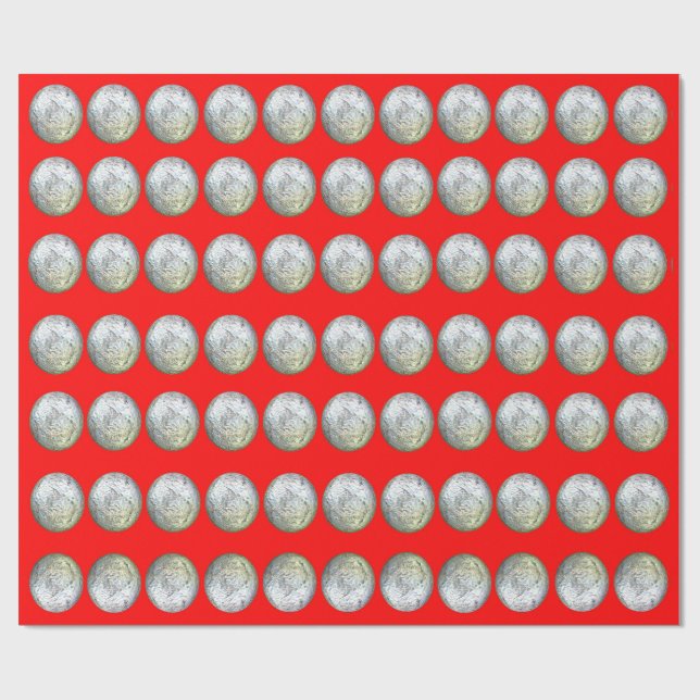 Silber Balls auf rotem Umschlagpapier Geschenkpapier (Flach)