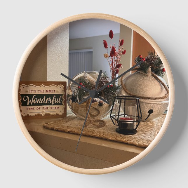 Silber Balls Weihnachtsmauer Uhr (Vorderseite)