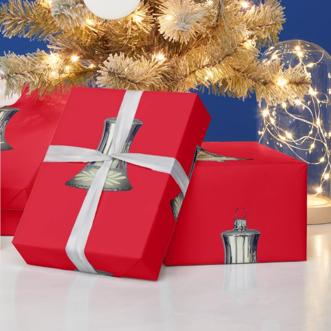 Silber Bells Red Wrapping Paper Geschenkpapier (Feiertage)