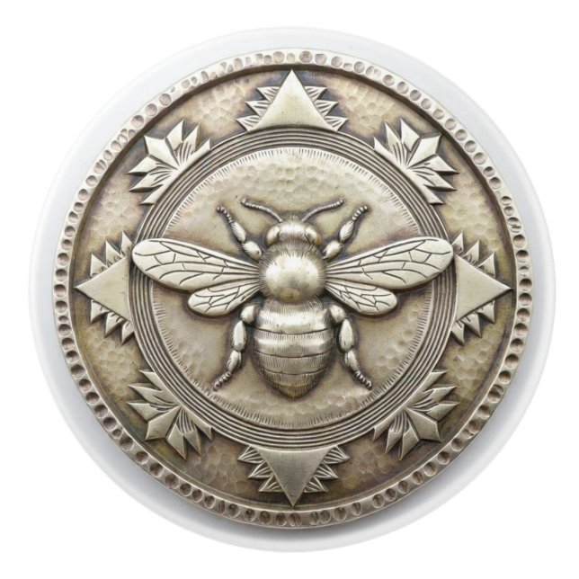 Silber-Bienen-Keramikknopf Keramikknauf (Vorderseite)