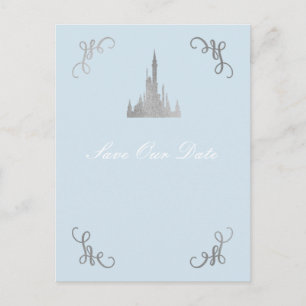 Silber & Blau Storybook Prinzessin Save-the-Date Postkarte