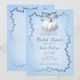 Silber & Blau Storybook Weiße Kürbis Hochzeit Einladung