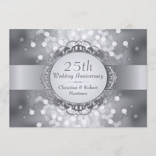 Silber Bokeh 25-Jahres-Jubiläums-Party-Einladung Einladung