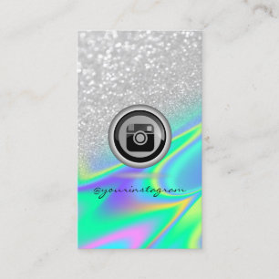 Silber Bokeh Instagram Holografische Soziale Medie Visitenkarte