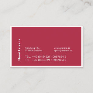 Silber! Bordeaux und Typografie, elegant, kühn Visitenkarte