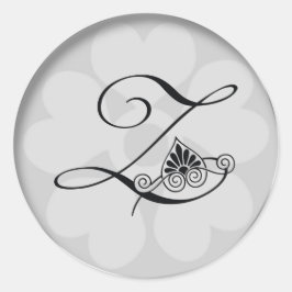 Silber-Border-Wirbel Monogram Z Runder Aufkleber