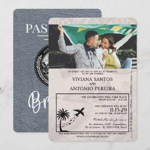Silber Brasilien Reisepass Hochzeitseinladung Einladung
