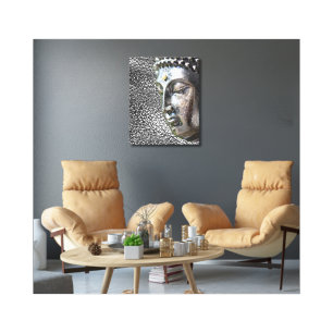Silber Buddha Gesicht Canvas Print Leinwanddruck