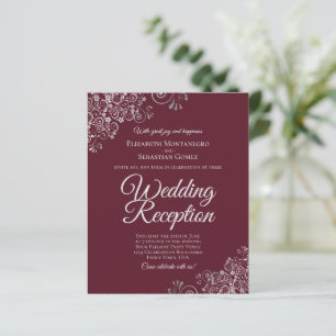 Silber- & Burgunder-Hochzeitsempfang BUDGET Einlad