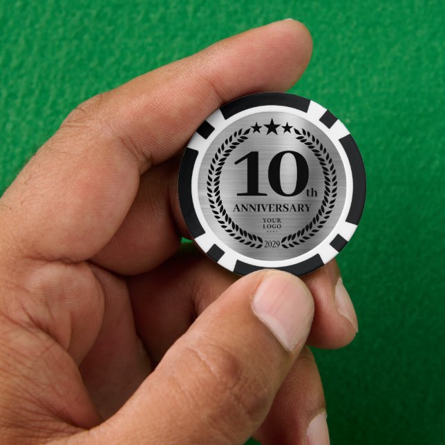 Silber Business 10. Jubiläum Pokerchips (Hand)