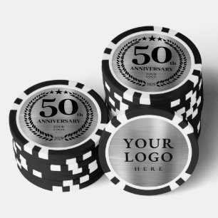 Silber Business 50. Jubiläum Pokerchips