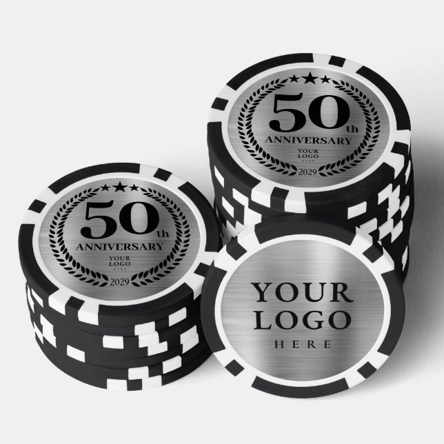 Silber Business 50. Jubiläum Pokerchips (Stapel)