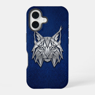 Silber-Chrom-Geometrischer Luchs Blau Python iPhon iPhone 16 Hülle