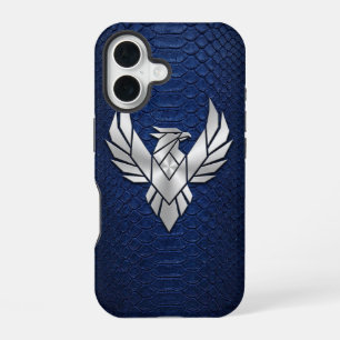 Silber Chrome Geometrisch Phoenix Blau Python iPho iPhone 16 Hülle