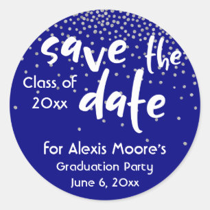 Silber Confetti über die Marine, modern Runder Aufkleber