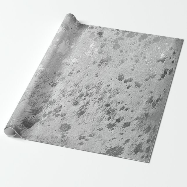Silber Cowhide Print Metallic Packpapier (Ungerollt)