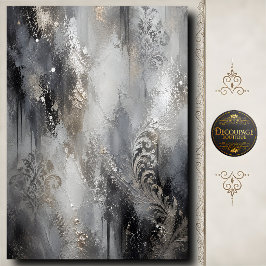 Silber-Damask-Decoupage-Elegante-Abstrakte-Kunst Seidenpapier
