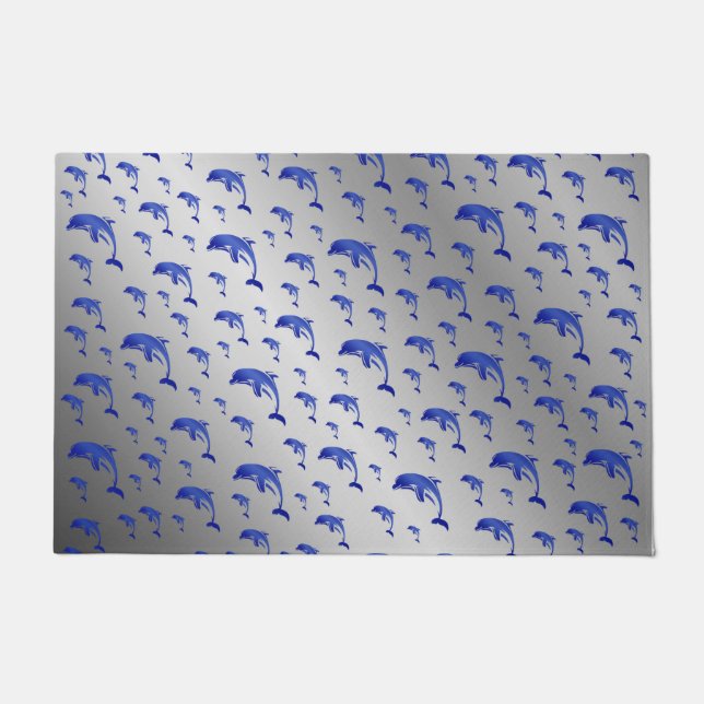 Silber, Delfin, Fisch, Natur, Wasser, Design, Fußmatte (Vorderseite)