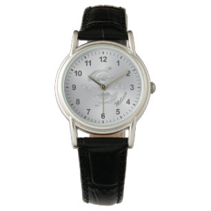 Silber Delfine Monogramm Küstenstil  Armbanduhr