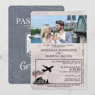 Silber Deutschland Reisepass Hochzeits-Einladung Einladung