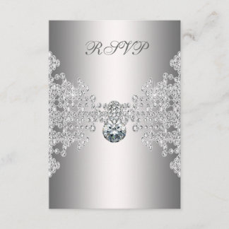 Silber Diamant Weiß Sweet Sixteen Geburtstag RSVP Karte