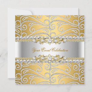 Silber Diamant Weißgold Elegante Geburtstagsfeier  Einladung