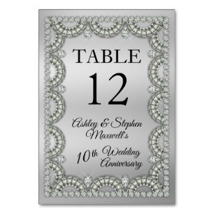 Silber Diamond-Party zum 10. Hochzeitstag Tischnummer