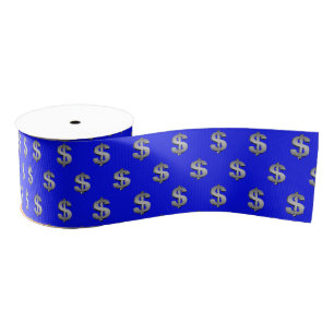 Silber-Dollarzeichen auf Blau Ripsband