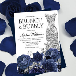 Silber Dress Navy Brunch & Bubbly Brautparty Einladung