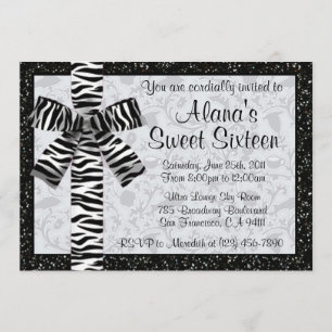 Silber DruckGlitzer laden mit Zebra-Druck-Bogen Einladung