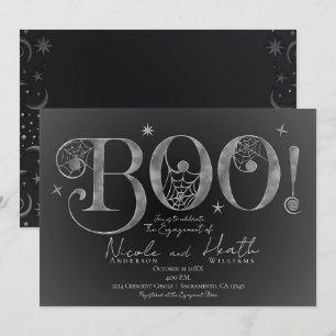 Silber Elegant BOO Magisches Halloween Verlobungsr Einladung