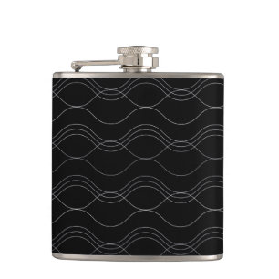 Silber, elegant, cool, modern, schlicht und wellen flachmann