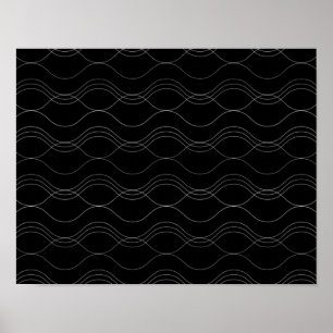 Silber, elegant, cool, modern, schlicht und wellen poster
