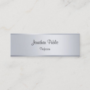 Silber Elegante Handschrift-Schriftart Vorlage Mini Visitenkarte