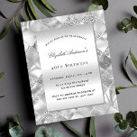 Silber elegante moderne Budget Geburtstagsfeier Flyer<br><div class="desc">Bitte beachten Sie,  dass diese Einladung auf Flyer Papier und sehr dünn ist. Umschläge sind nicht enthalten. Für dickere Einladungen (gleiche Gestaltung) besuchen Sie bitte unseren Shop. Ein modernes,  silberfarbenes Muster als Hintergrund. Personalisieren und fügen Sie einen Namen und Party-Details hinzu.</div>