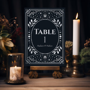 Silber Elegante Mystische Tarotkarte Tischnummer