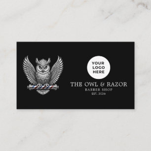 Silber-Eule-Professioneller-Friseur-Shop-Logo-QR-C Visitenkarte