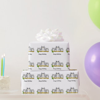 Silber-Eulen-Design Geburtstagsgeschenk Geschenkpapier