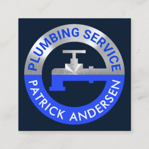 Silber-Faucet-Pipeline in dunkelblauen Gewässern Quadratische Visitenkarte