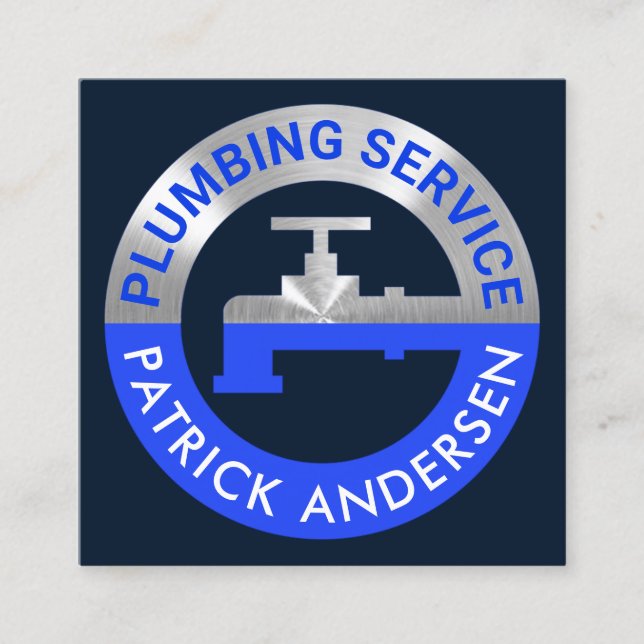 Silber-Faucet-Pipeline in dunkelblauen Gewässern Quadratische Visitenkarte (Vorderseite)
