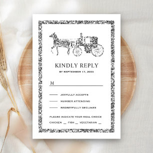Silber Feenprinzessin Kutsche Hochzeit RSVP Karte