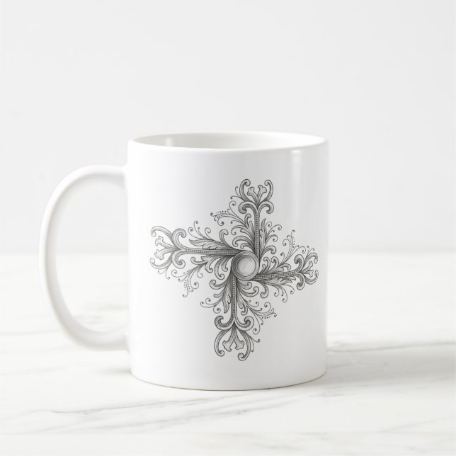 Silber-Filigran-Perlen-Vierblatt Kaffeetasse (Links)