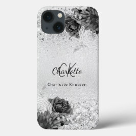Silber florale elegante Monogramm-Bezeichnung Case-Mate iPhone Hülle