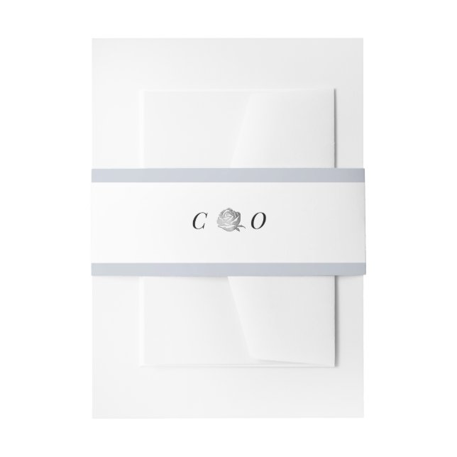 Silber florgrau monogramm minimalistische Hochzeit Einladungsbanderole (Vorderseite Beispiel)