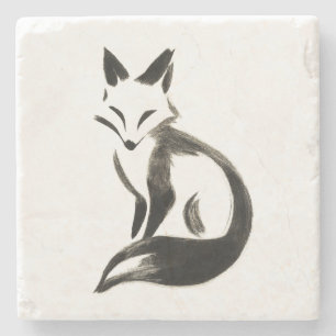 Silber Fox - Minimalistischer Pinsel Steinuntersetzer