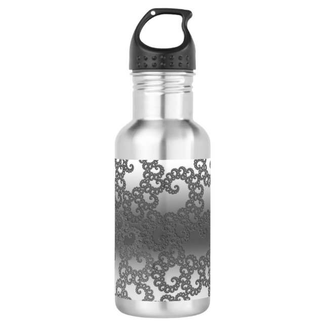 Silber Fraktal Art Edelstahlflasche (Vorderseite)