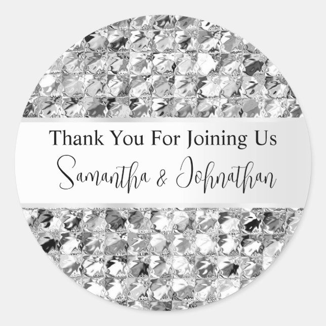 Silber funkelnde Imitate Folie Aluminiumglasfolie  Runder Aufkleber (Vorderseite)