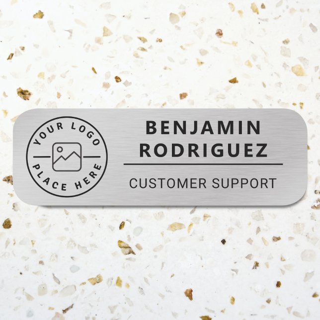 Silber für den Benutzer von benutzerdefinierten Lo Namensschild (Custom Logo Employee Magnetic Faux Silver Name Tag)